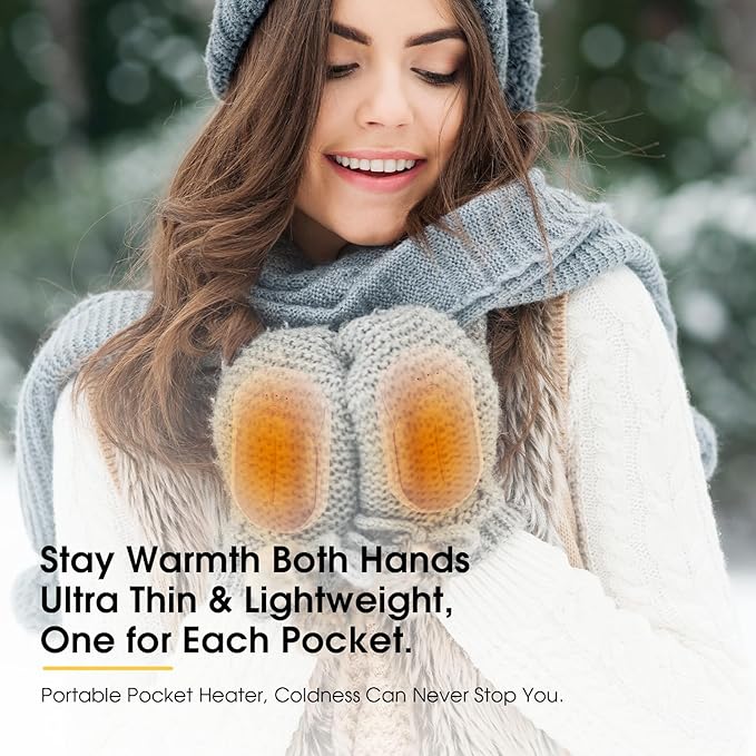 AI Hand Warmers Rechargeable 2 Pack, AI Smart Chips Electric Hand Warmers, 20Hrs Long Safe Heat, Portable Pocket Heater, Gifts for Christmas, Outdoor, Hunting, Golf, Camping Accessories