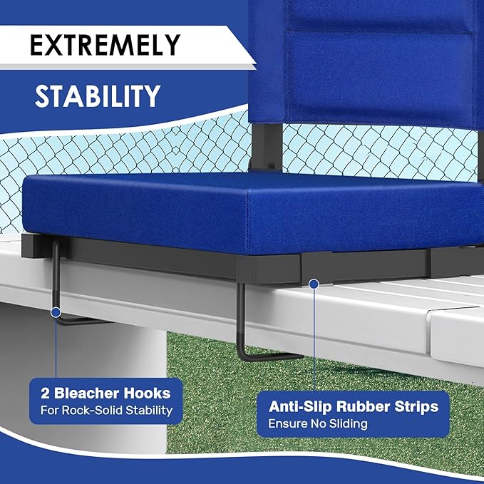 LLEVTIC Stadium Seats with Back Support,Bleacher Chairs with Cushion, Portable Folding Stadium Chair with Removable Cushion and Large Pocket for School Events Sports Game