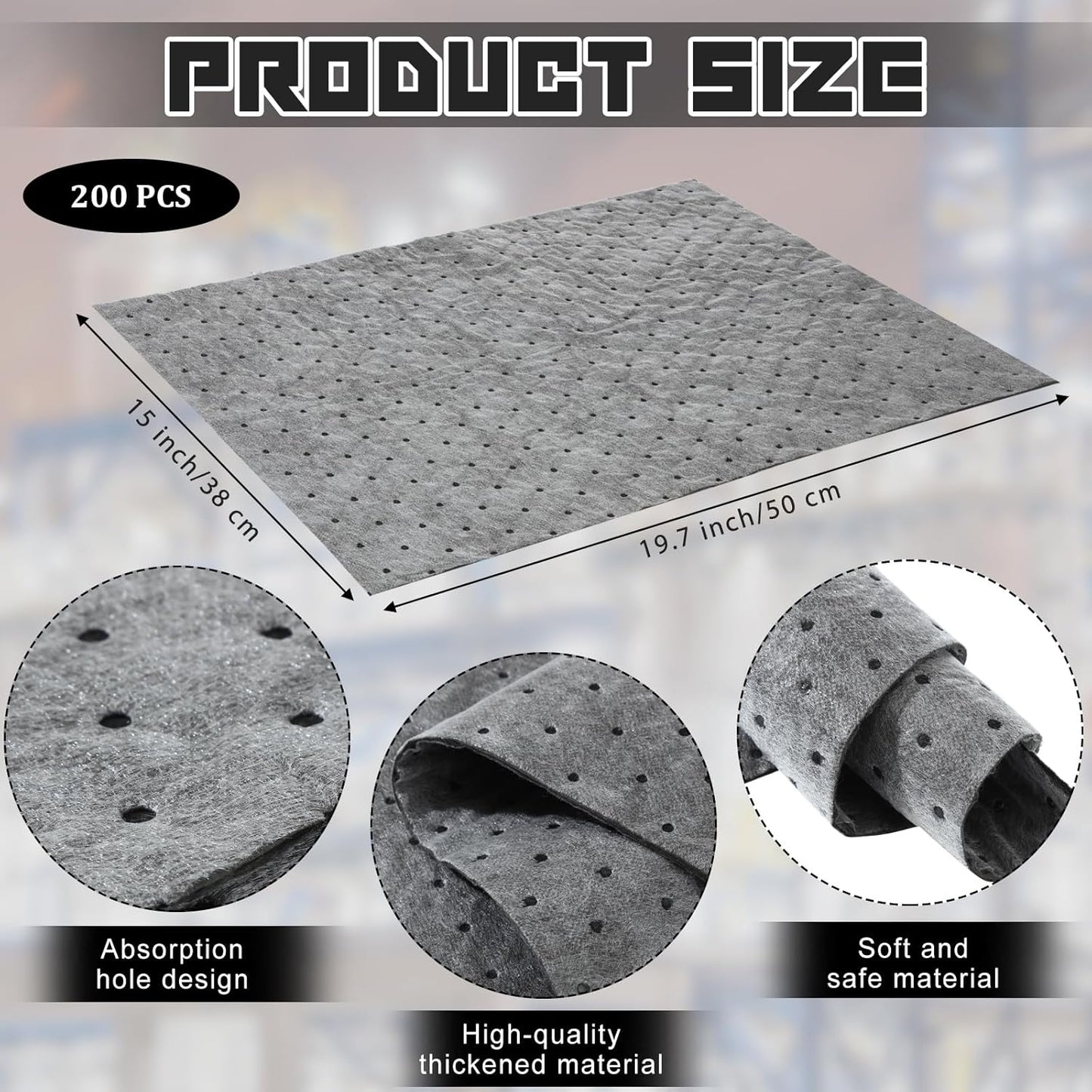 Hoolerry Oil Absorbent Pads Weight Dimpled Pad Garage Accessories Water Absorbent Mat Oil Spill Mat for Absorbing Protecting Home Garage Basement (100 Pcs,Gray,15 x 19.7 Inch)