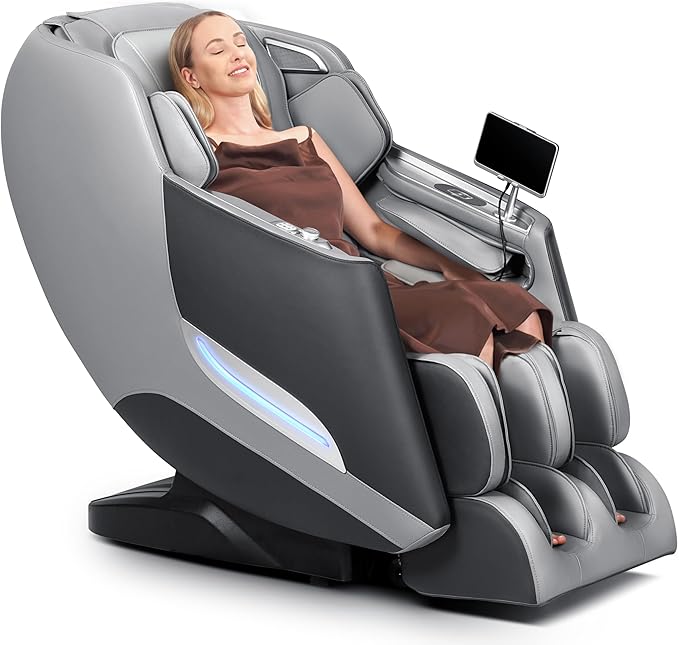 Mazzup Massage Chair, 3D Massage Chair Full Body, Zero Gravity Shiatsu Recliner W/Heating, SL Track, Wireless Charger, Blu...