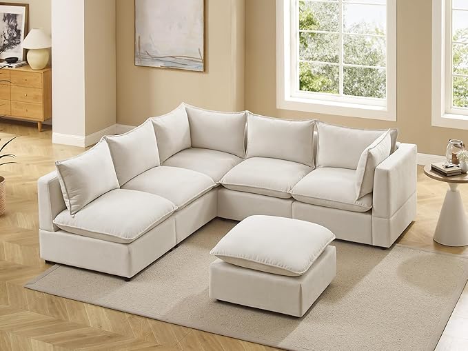 VANOMi Modular Sectional Sofa, Fully Modular Convertible Sleeper Sectional Couch with Reversible Chaise, 6 Seater for Living Room