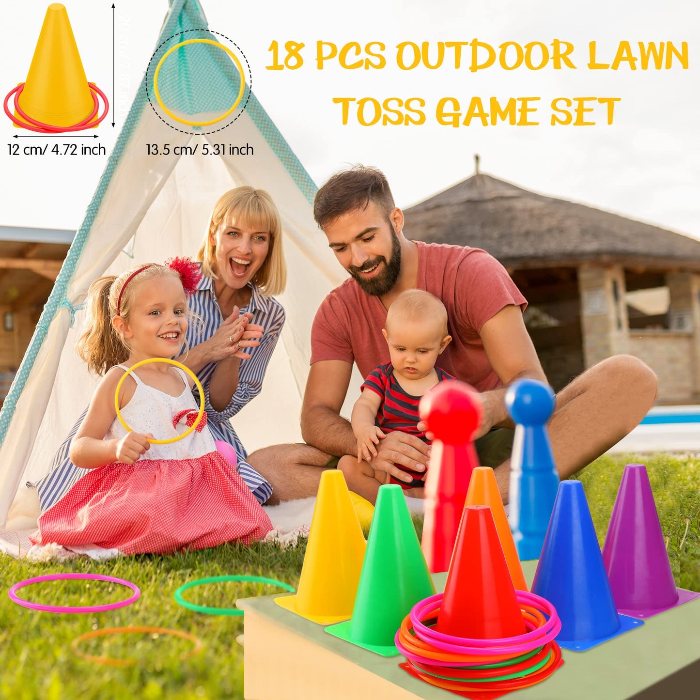Yunsailing 63 Pcs Carnival Outdoor Games Set for Kids Include Animal Bean Bag Toss Plastic Cones Bean Bags Ring Toss Egg and Spoon Race, Field Yard Lawn Outdoor Game, Gift for Birthday Party