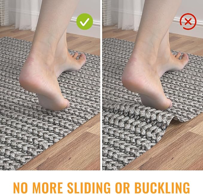 Silicone Non-Slip Rug Pad, Anti Skid Thin Area Rug Pad Gripper, Under Carpet Rug Mats for Hardwood Surface Floors, Keep Rugs in Place-5x8 Ft