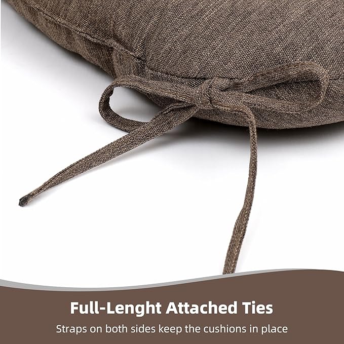 RACE LEAF 19" x 19" Patio Chair Seat Pads Brown - Outdoor/Indoor Patio Cushions Set of 2 - Replacement Cushions for Chairs and Seating - Olefin Seat Pads for Porch, Deck, and Garden Seats