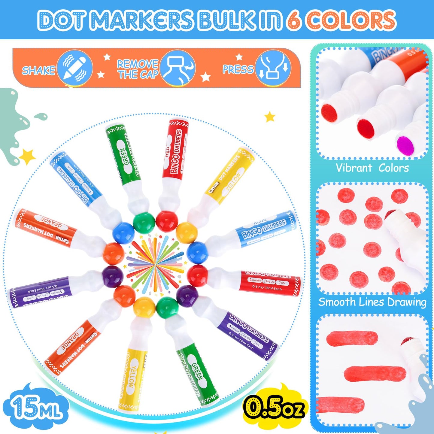 Crtiin 204 Pack Bingo Game Cards and Bingo Daubers Set Includes 180 Disposable Paper Game Sheets, 24 Mixed Colors Dot Markers Party Supplies for Card Games Activity Family Gathering Night