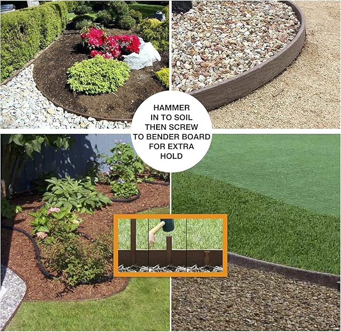 USA Made 80 Pack Heavy Duty, Black Landscape Lawn & Garden Border Edging Stakes - Easy Install Terrace & Bender Board (80)