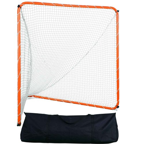 VEVOR Lacrosse Goal, 6' x 6' Modular Lacrosse Net, Steel Frame Backyard Lacrosse Training Equipment, Portable Lacrosse Goal with Carry Bag, Quick & Easy Setup, Perfect for Youth Adult Training, Orange
