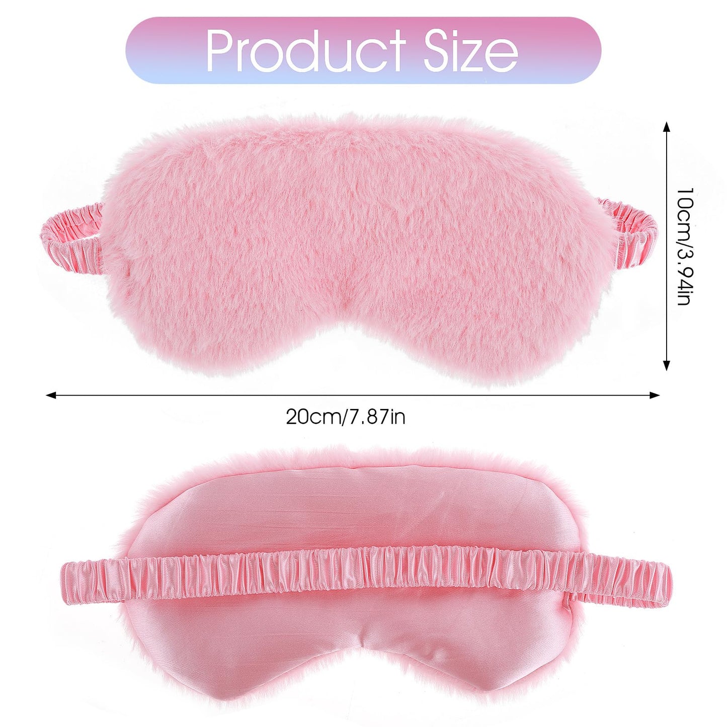 2 Pcs Plush Fluffy Eye Mask Soft Sleeping Blindfold Eye Cover Comfortable Furry Faux Fur Sleeping Mask Satin Nap Night Eyeshade Cover for Women Men Gift (White, Pink)