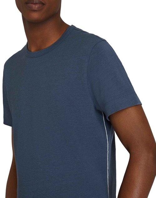 CLUB MONACO Men's Short Sleeve Indigo Henley, Navy/Bleu Marine