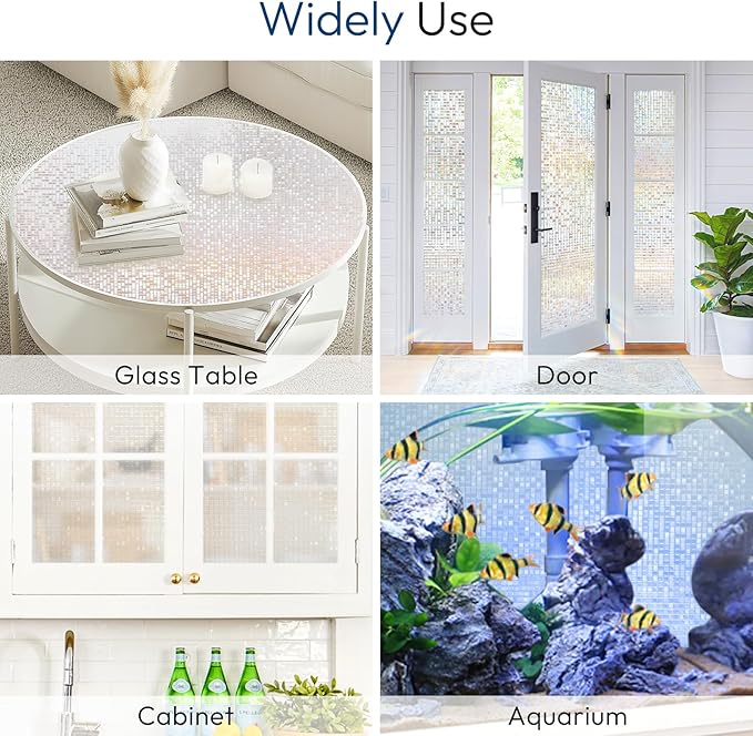 rabbitgoo Window Privacy Film Stained Glass Window Film, Mosaic Rainbow Decorative Glass Cling, Removable Static Cling Tint UV Blocking, Non-Adhesive Privacy Covering for Home, 23.6 x 157.4 inches