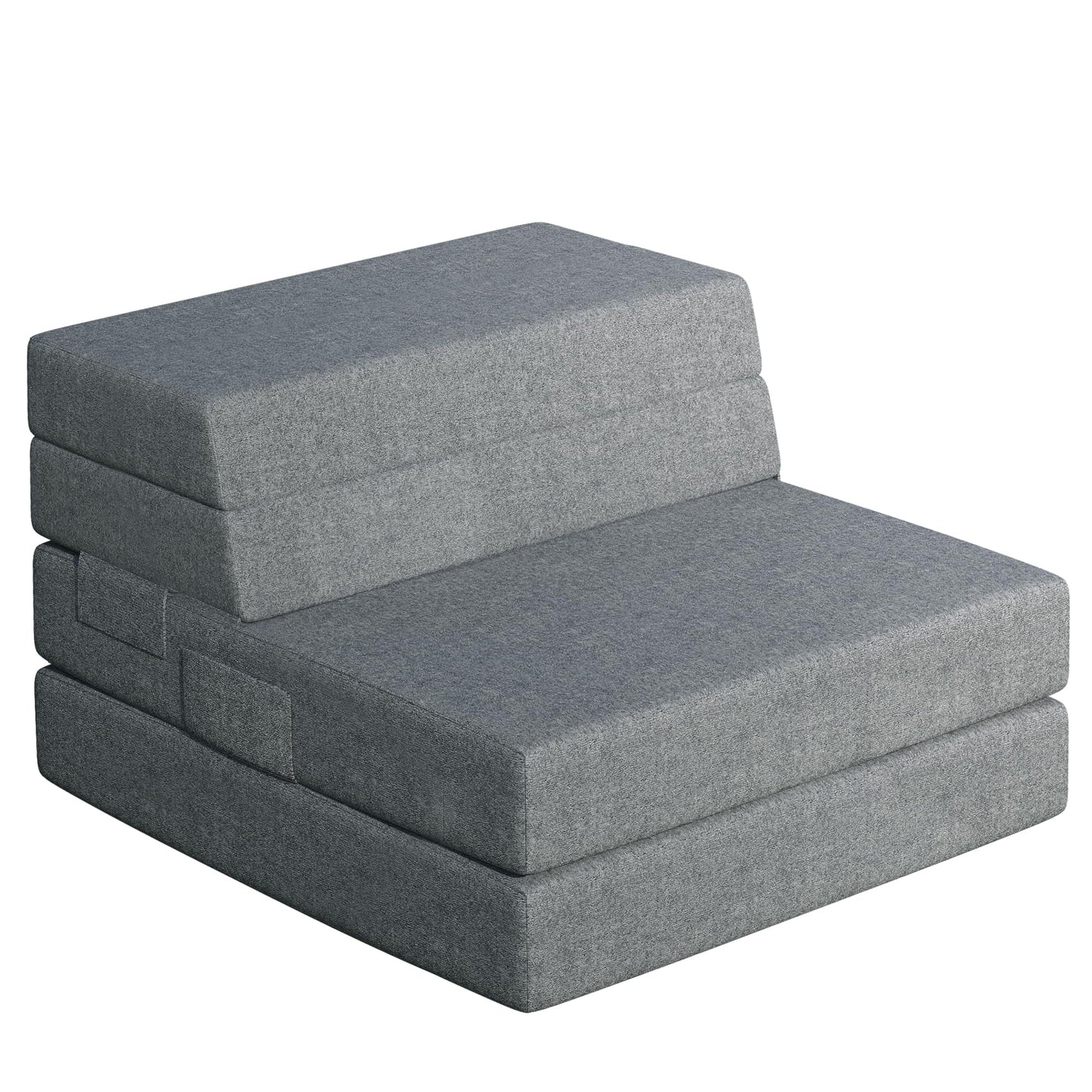 Youzi Folding Sofa Bed, Foldable Mattress for Bedroom and Living Room, 6 Inches Single Four-fold Floor Sofas for Guests, Sofa Bed Chair Floor Mattress with Washable Cover, Dark Gray, 75" x 25" x 6"