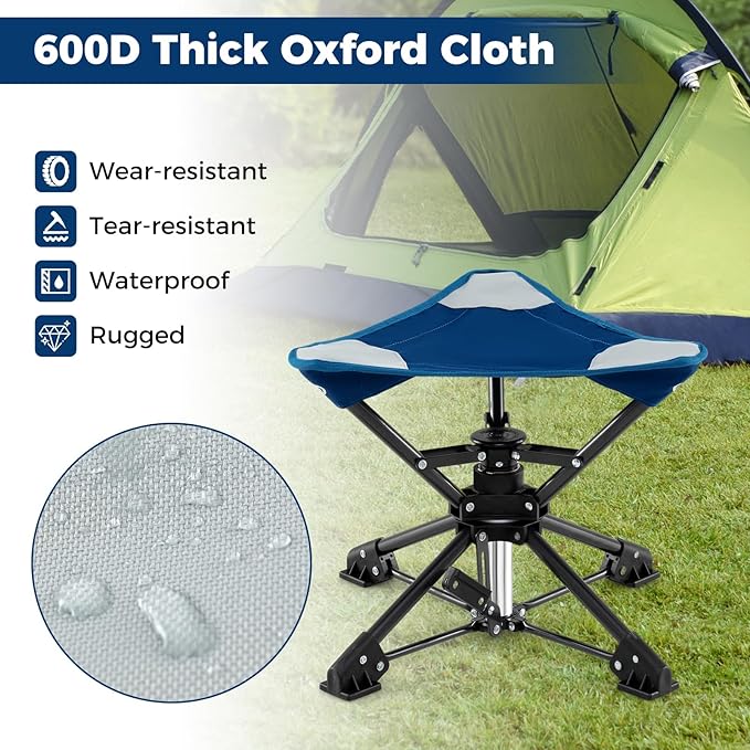 GYMAX 2 Pack 360° Swivel Camping Stool, Portable Folding Stool Seat with Carry Bag, Collapsible & Lightweight for Outdoor Fishing Backpacking Hunting Hiking Travel