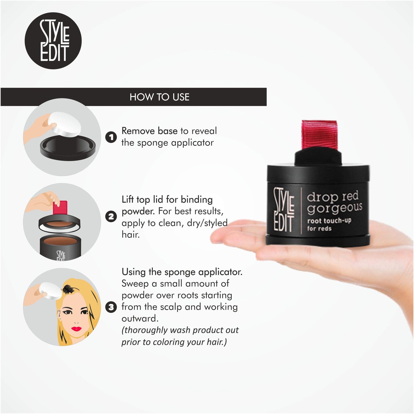 Style Edit Root Touch Up Powder for Medium Red Hair | Cover Up Hair Color for Grays and Roots Coverage | Mineral Infused Binding