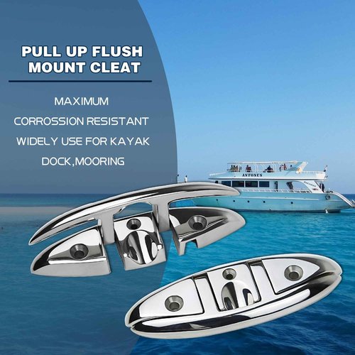 MEMUME Folding Boat Cleats 5" 6" 316 Stainless Steel Flip up Dock Cleats Marine Grade Rope Cleat for Deck, Yacht with Fasteners (6" 4 Pack)