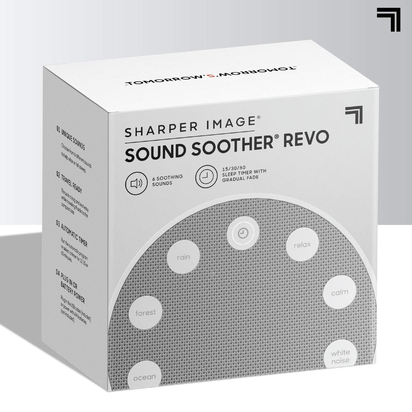 Sharper Image White Noise Sound Machine, Sleep Sounds to Support Restful Sleep, Meditation & Relaxation Naps, 6 Soothing Nature Soundscapes for Baby, Kids & Adults, Portable for Home & Travel