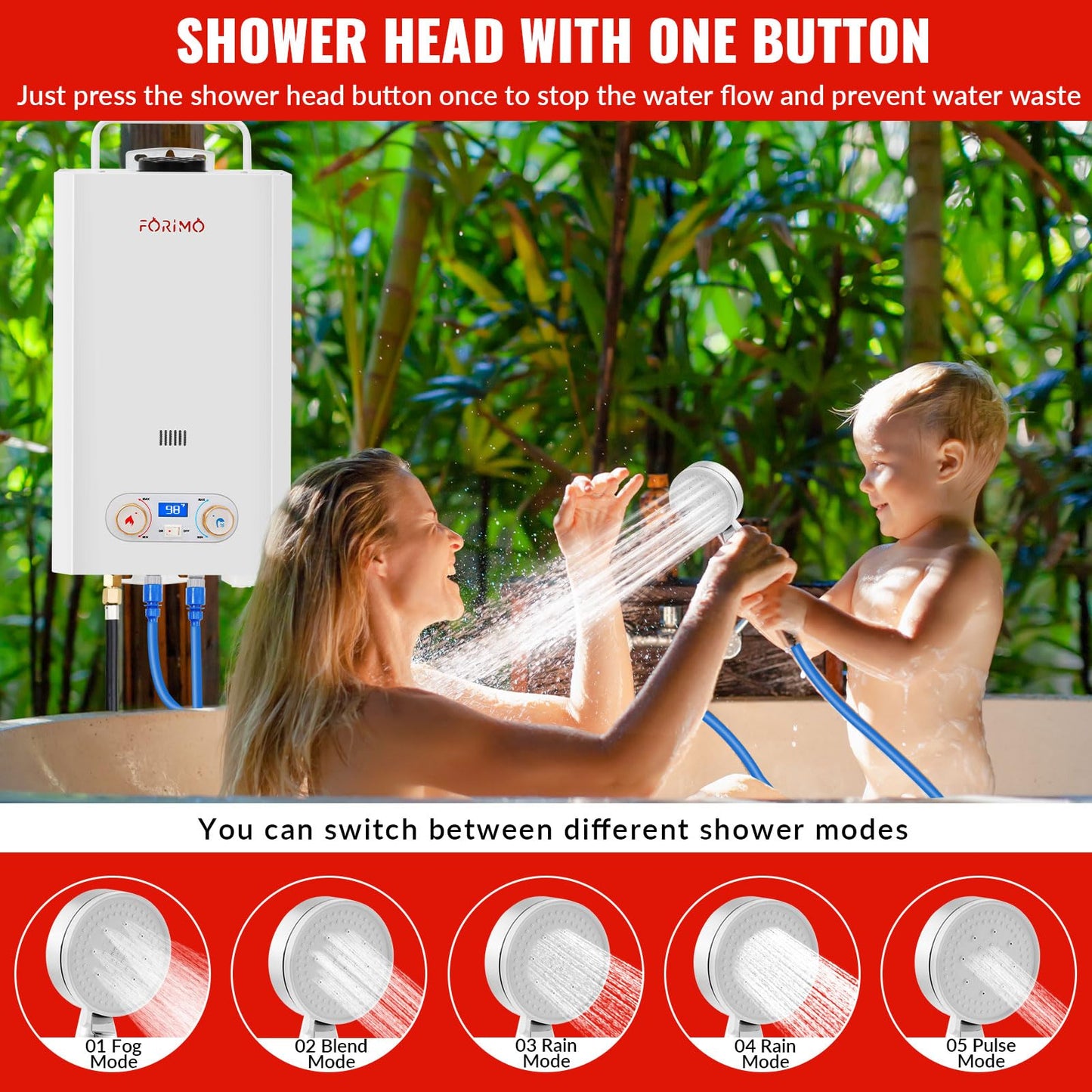 Tankless Water Heater Propane,2.64GPM 10L Outdoor Portable water heater,with 2 GPM Water Pump, with Digital Display Multi-Protection for Camping Trips Boat Cabins