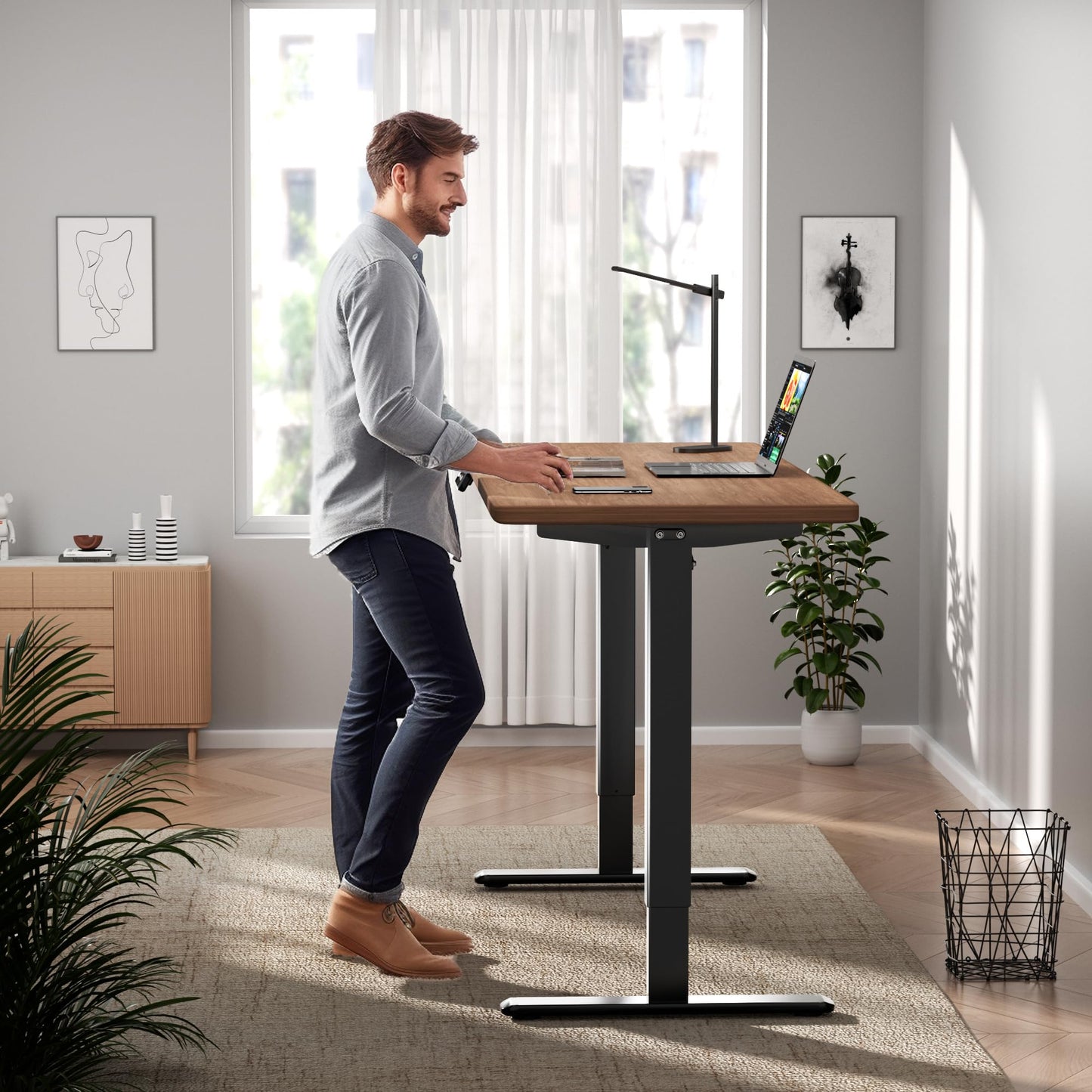 Klobel Standing Desk Frame Dual Motor, Electric Adjustable Legs Compatible Desktop Size 39″-71″, 264 lbs Weight Capacity, Sedentary Reminder Stand Up Desk Frame Workstation, Black Frame Only