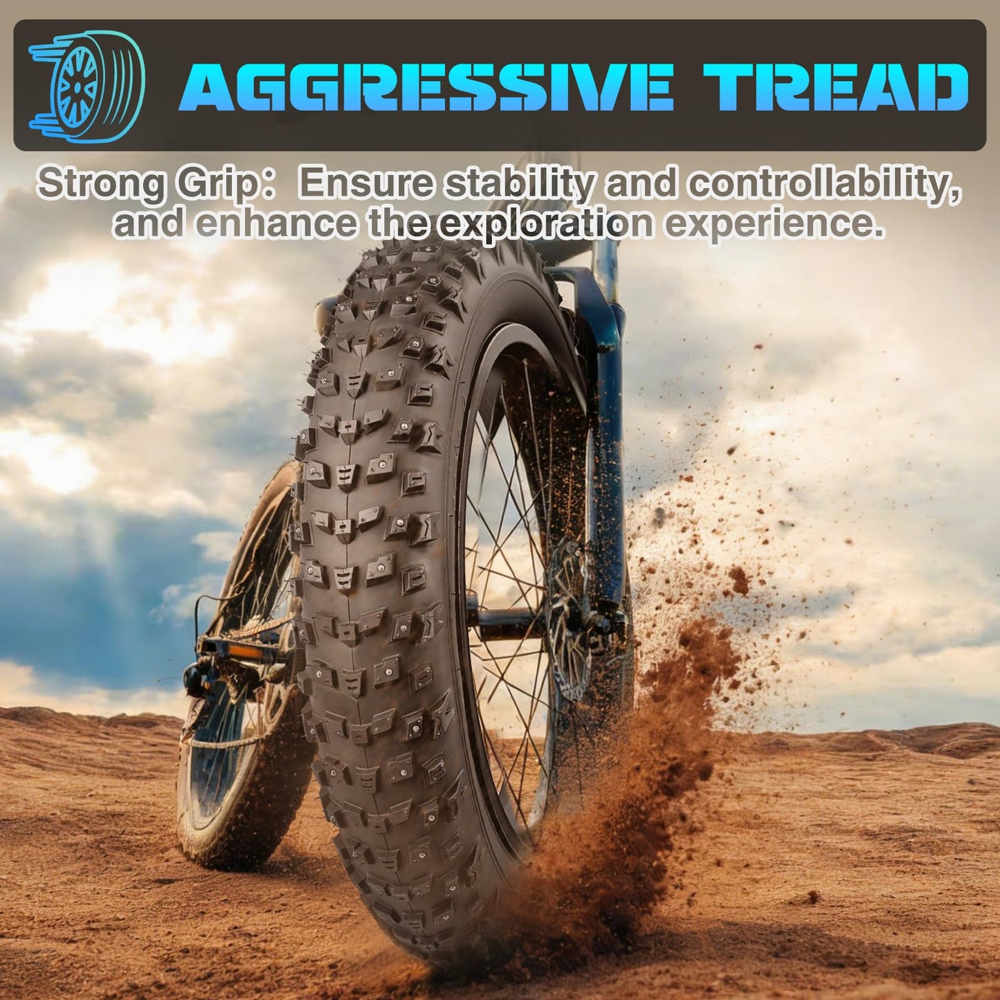 MAKELEN 20x4.0/26x4.0 Studded Snow Bike Tires - Deep Tread Winter Tire with Steel Spikes for Snow and Sand Terrains - Anti-Slip Bicycle Tires for Off-Road Cycling (Black(2 Tires&2Tubes), 20x4)