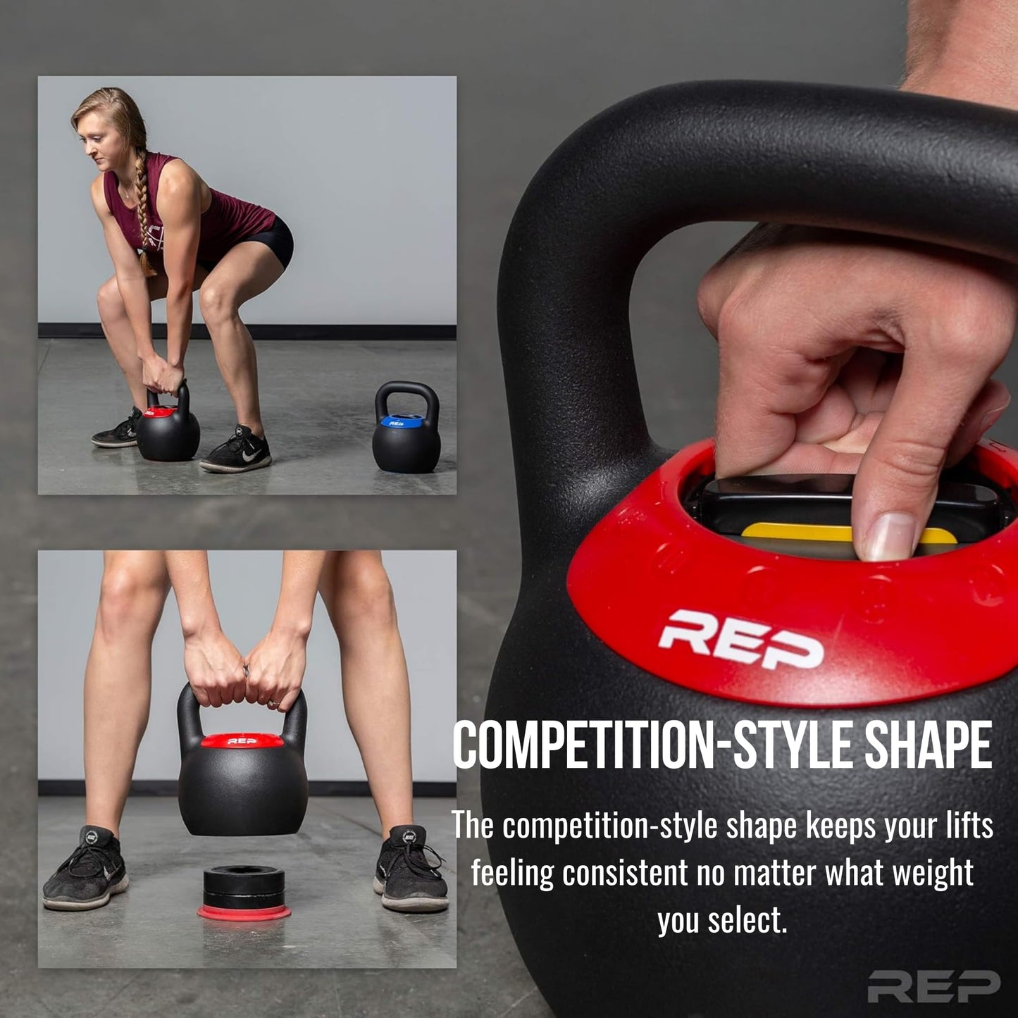 Rep Fitness Adjustable Kettlebell | 24 kg | Weight Set for Home Gym | Strength Training Equipment for Men & Women | Compact Steel Bell with Ergonomic Handle