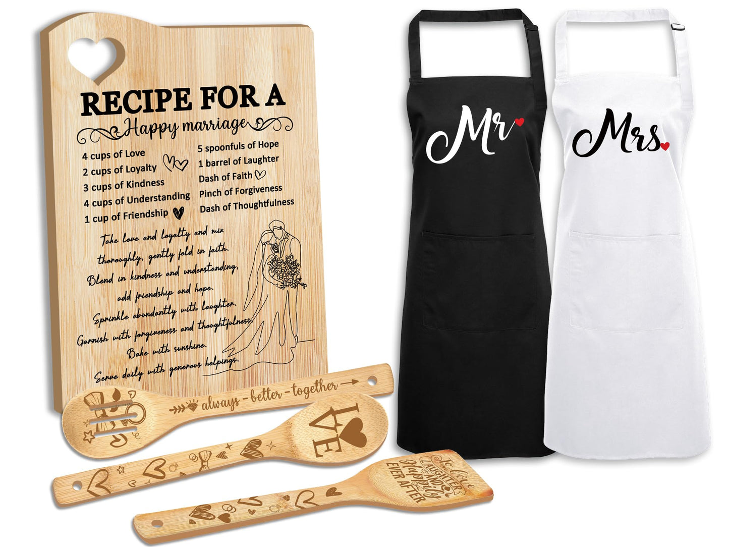 Wedding Gift for Couple 2025, Recipe for A Anniversary Marriage Cutting Board Mr and Mrs Gifts,Bridal Shower Gifts for Bride and Groom Engagement, Newlywed Bride o Be Gifts, Christmas His Her Gifts
