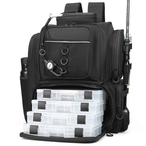 WANOON Fishing Backpack,Tackle Bag,with Tackle Boxes. Large Fishing Bag, Strong Materials