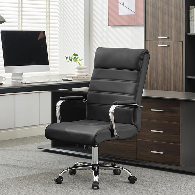 BOWTHY Office Desk Chair,Modern Leather Conference Room Chairs,High Back Ergonomic Home ofiice Chair,Adjustable Height Swivel Executive Computer Chair with Padded Seat and Armrest