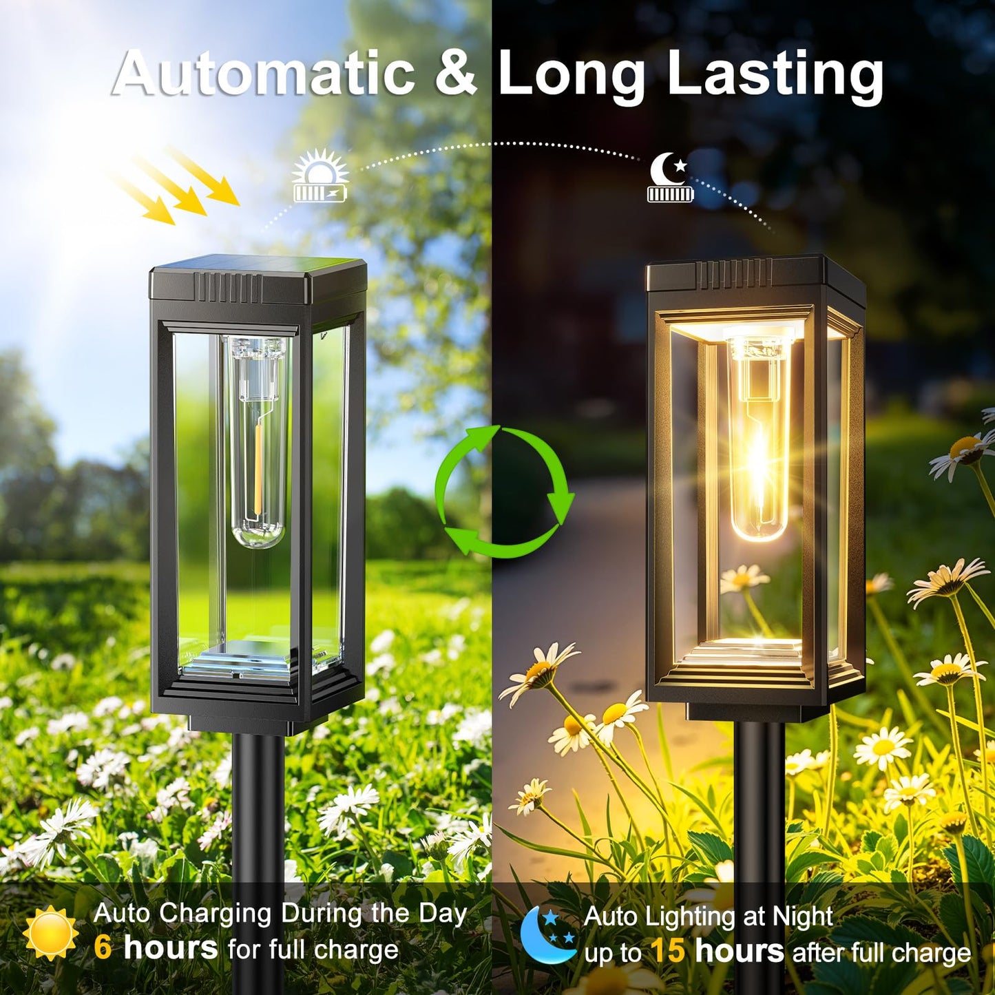 Bright Solar Pathway Lights Outdoor, 8 Pack Solar Powered Garden Lights Waterproof, Auto On/Off Dusk to Dawn Up to 15 Hrs Outdoor Lighting for Pathway Yard Walkway Driveway Patio Decor Landscape