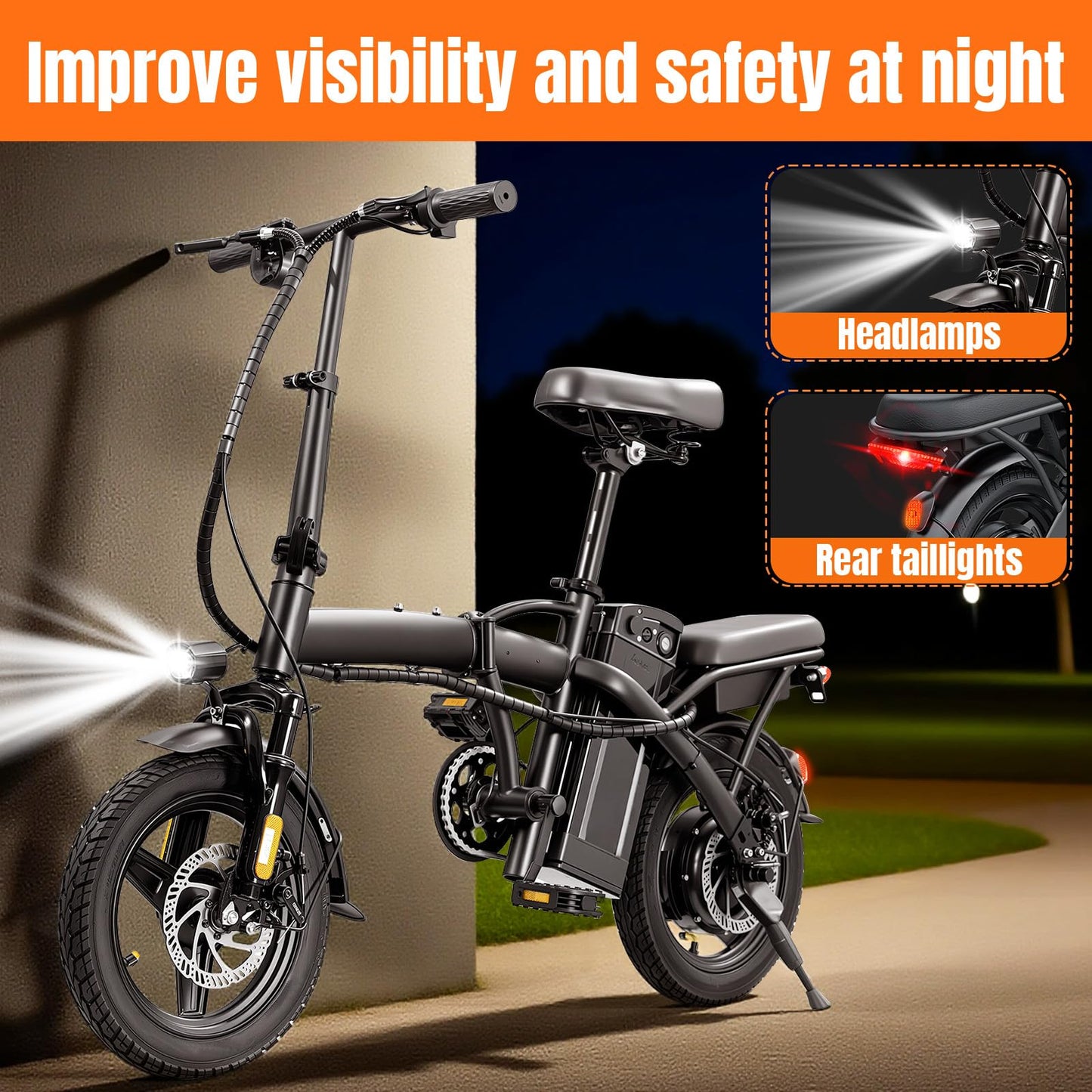 Furider Foldable Electric Bike for Adults & Teens, 560W Brushless Motor 24MPH Ebikes, 32 Mile Range 48V 10Ah Battery, 3-Level Pedal Assist, 14" Tires Mini Folding Electric Bicycle, UL 2849 Certified