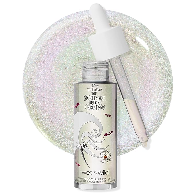 wet n wild Nightmare Before Christmas Glitter Body Illuminator, Water-Based Shimmer Glow with Vitamin E & Fruit Extracts –...