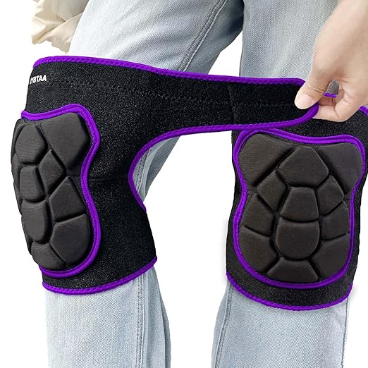Work Knee Pads for Men Women Kneeling on Hard Floor, Padded Knee Cushion with Straps for Garden Yard, Flexible Kneepads for Cleaning Washing Floors, Knee Pad for Mechanic Carpenter, Purple L (1 Pair)