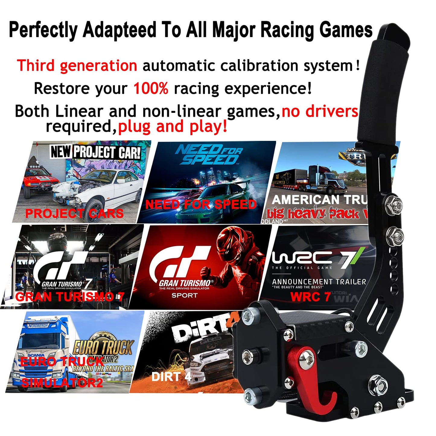 Obokidly Upgrade USB Handbrake Support G920 Compatible With XBOX ONE/XBOX ONE S For Simracing Game Sim Rig With Clamp Also Suitable For PC (Black)