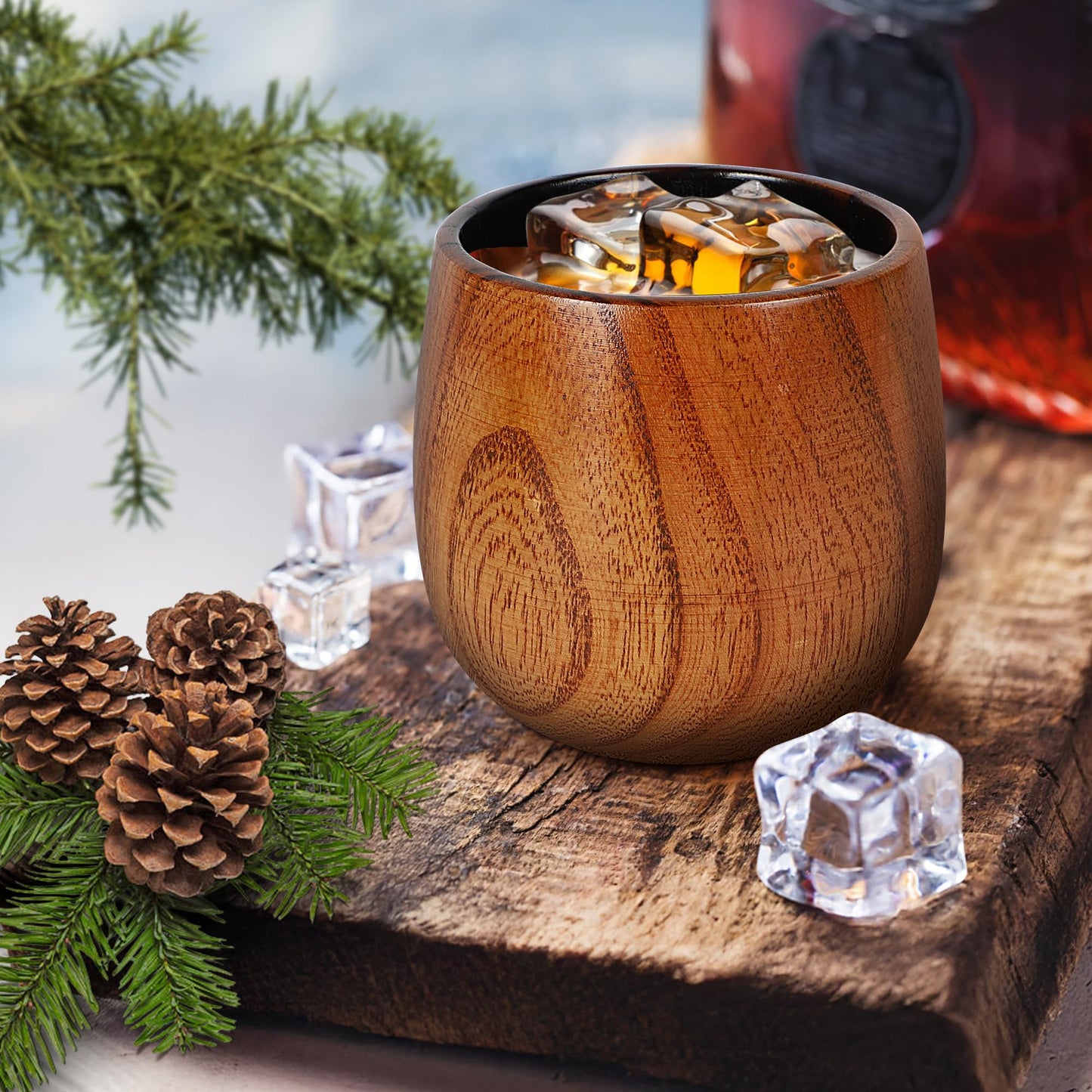 Charred Wooden Whiskey Glass, Handcrafted Wooden Old Fashioned Glass 10oz Bourbon Gifts for Men Dad Husband Brother, Bourbon Cup Perfect Gifts For Father's Day Anniversary Birthday Christmas