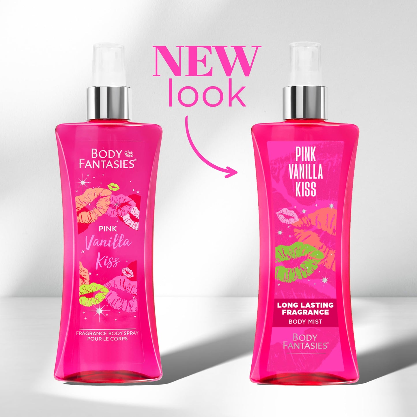 Body Fantasies Signature Fragrance Body Spray, Pink Vanilla Kiss, 8 fl oz (Pack of 2)