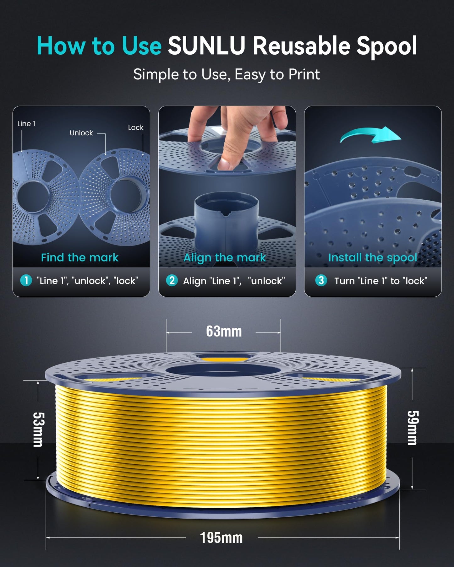 SUNLU 3D Printer Silk Filament,Shiny Silk PLA Filament 1.75mm, Smooth Silky Surface, Great Easy to Print for 3D Printers, Dimensional Accuracy +/- 0.02mm, Silk Silver 1KG