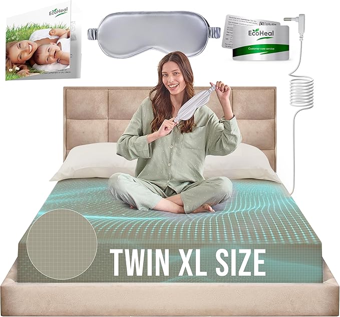 Earth Grounding Sheets Twin XL Size with 12% Silver Fiber & 4% Silk & 84% Organic Cotton - Green - Grounded Well Bed Sheet - Conductive Fitted Sheet for Better Sleep
