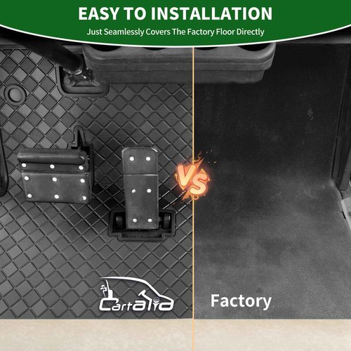 Cartalia Golf Cart Floor Liner Mat 8mm Thick Rubber Full Coverage Fit for EZGO TXT (1994-2025), Express S4 (2012-2020), Cushman Workhorse, EX1 (2020), Valor, Navitas, Some Star Carts Mats - Black Trim