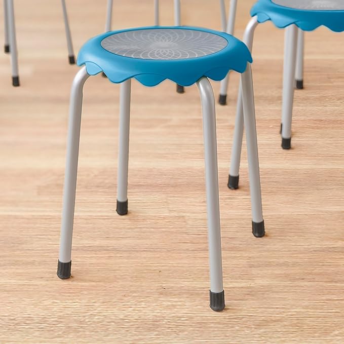 Back2School Express Blossom Stackable Stools, Flexible Seating, Blue, 8-Piece