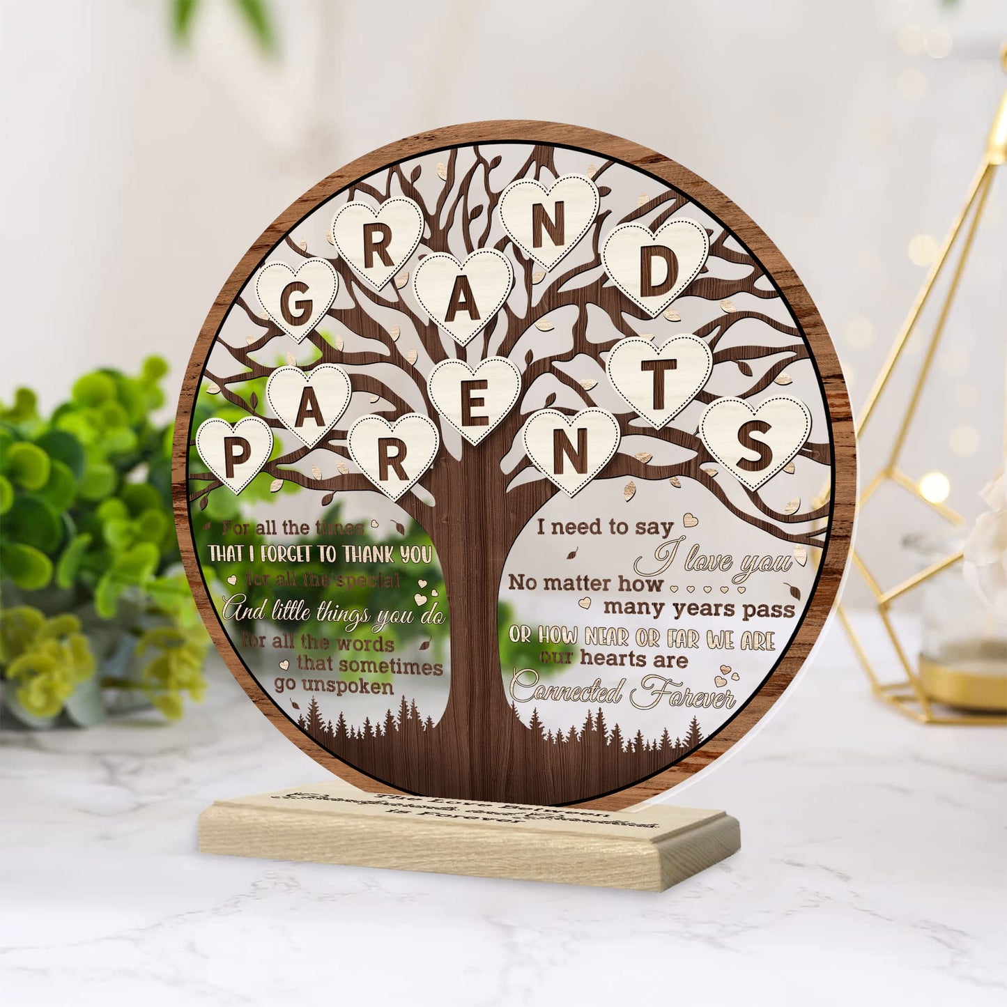 CEZII Grandparents Gift from Grandkids, Grandparents Round Acrylic Sign w/Stand, Love Between Grandparents & Grandchildren Clear Sign, Thank You Grandparents Gifts, Gift for Grandma Grandpa Again
