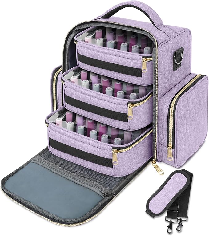 YOREPEK Nail Polish Organizer Holds Up to 72 Bottles (15ml - 0.5 fl.oz) and Nail Lamp, Nail Polish Storage with 3 Removable Pouches & Multiple Storage Sections for Manicure Set, Gift for Manicurist
