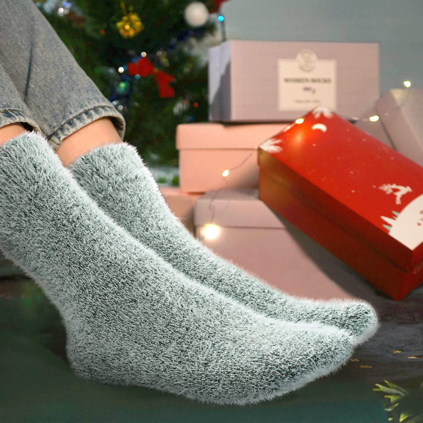 SISOSOCK Fuzzy Cozy Warm Socks for Women-Winter Home Thick Wool Soft Sleeping Socks-Perfect Gifts for Women