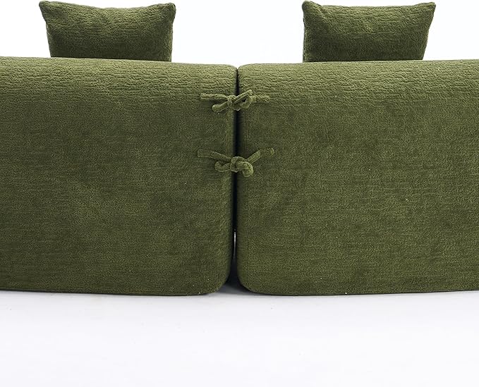 110" Oversized Modern Curved Cloud Sectional Sofa, Luxury Plush Chenille 4-Seater Deep Wide Seat Couch with 4 Pillows, No Assembly Needed Apartment Living Room Furniture, Beige