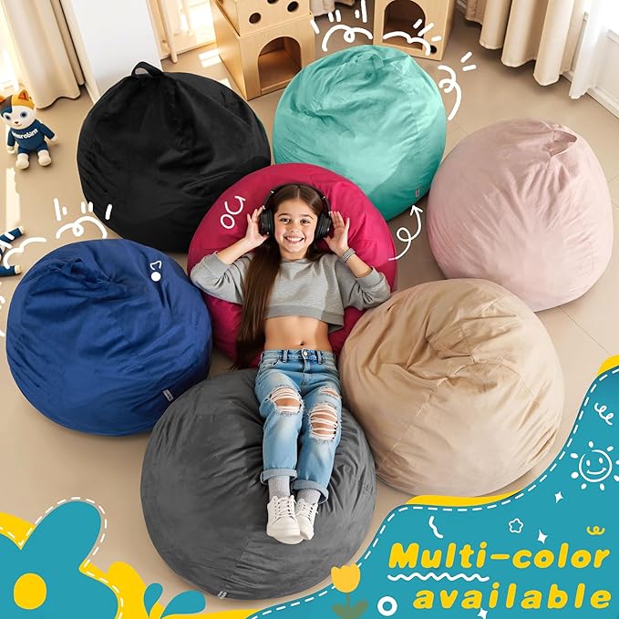 HABUTWAY 2FT Bean Bag Chair, 2' Beanbags Small Bean Bag Chairs with Filling, Teardrop Bean Bag Chair Luxurious Velvet Ultra Soft Fur with Removable Cover (Aqua Ombre)