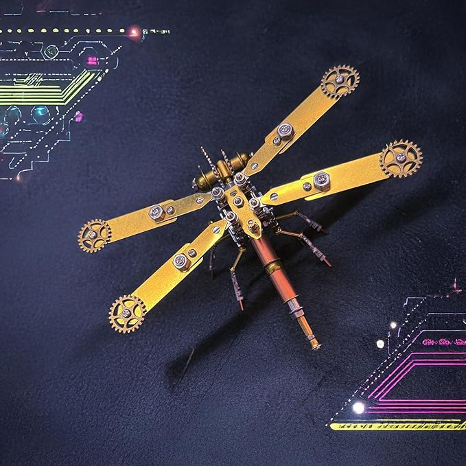 Making kit Metal Insect Bug Mechanical Sculpture Dragonfly Hobby Kits for Men Arts and Crafts Cool Things for Men Gifts for Birthday Ideas (Mechanical Dragonfly C)
