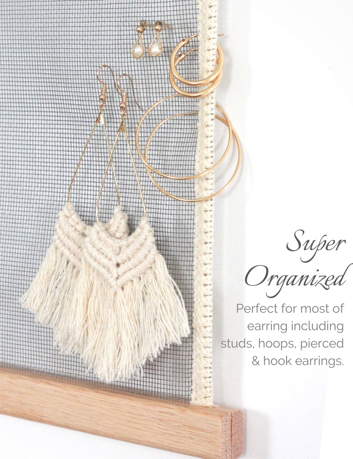 Heesch Earring Organizer Holder Display Wall Mount Hanging Jewelry Stud Earrings Necklaces Holder for Women Girls Hair Clips Han