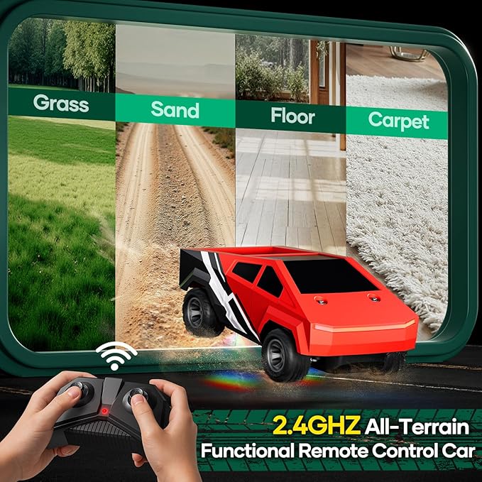 Remote Control Car RC Trucks - 2WD RC Truck Toy RC Cars for All Terrain, 1/24 Scale Pick-up Hobby Monster Truck Toys 2.4GHz Off-Road Vehicles Kids Gifts for Boys/Girls Age 3+, Red