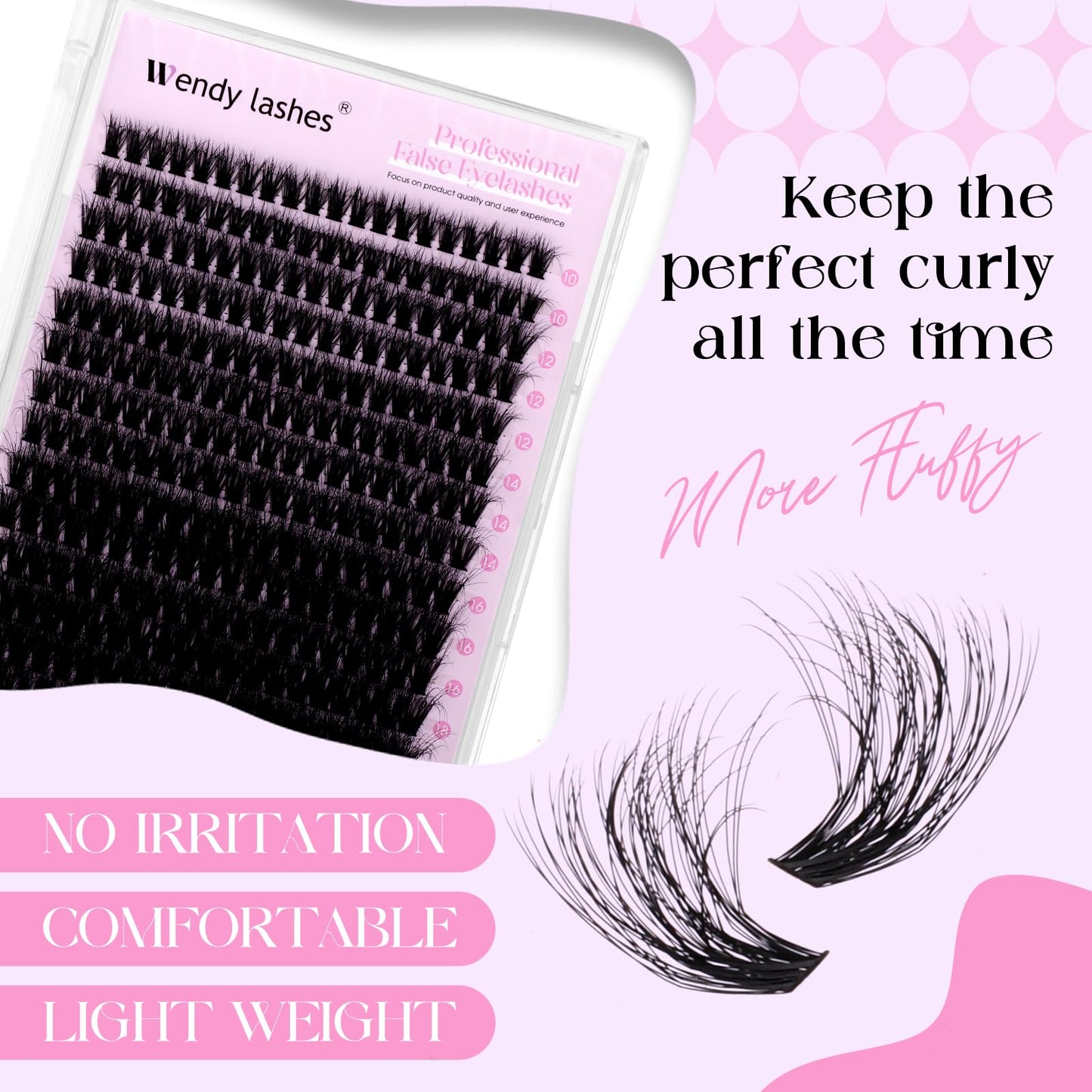 Lash Clusters 60D Wispy Individual Lashes 280PCS 3D Volume Lash Extensions 10-18mm Natural DIY Cluster Lashes for Beginners(60D,