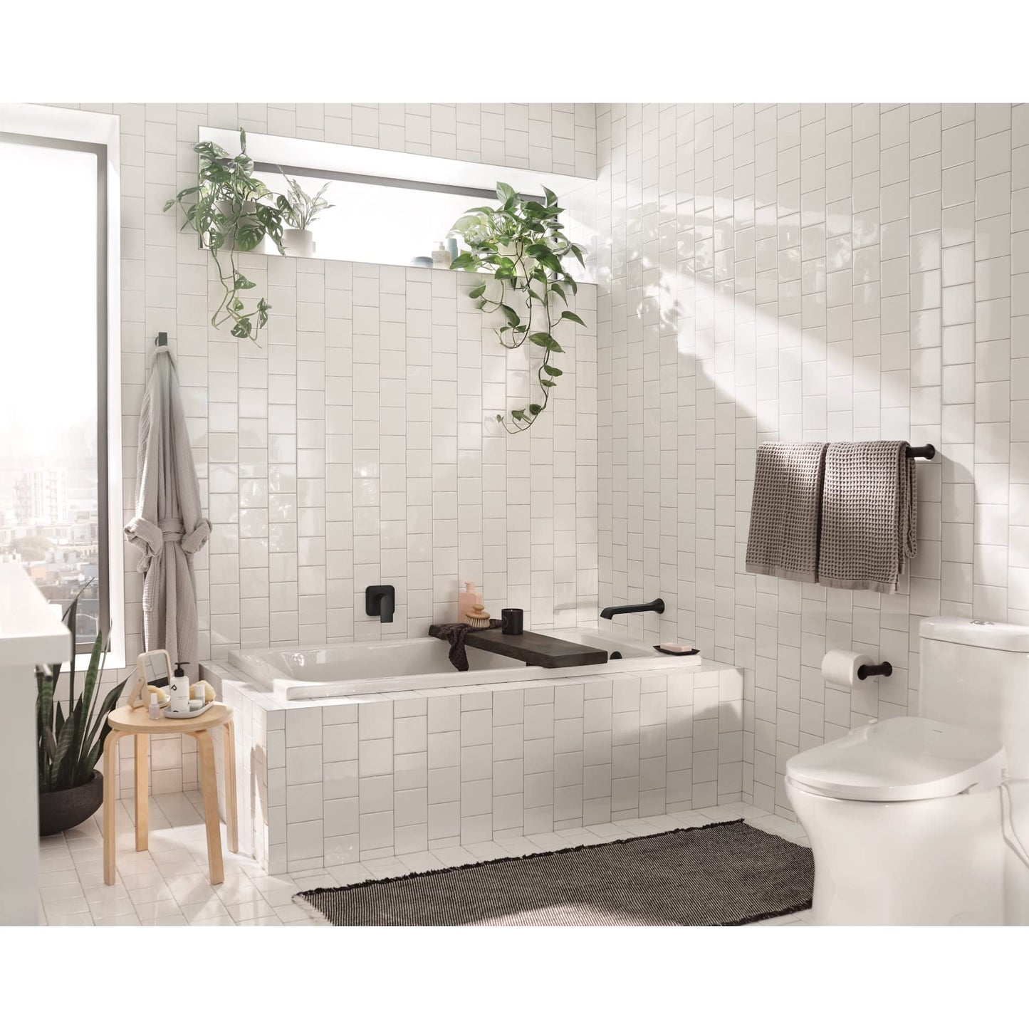 Moen Genta LX Single Handle Wall Mount Tub Filler, Contemporary High Flow Tub Faucet with 10-Inch Spout Reach, Brushed Nickel, WT901BN