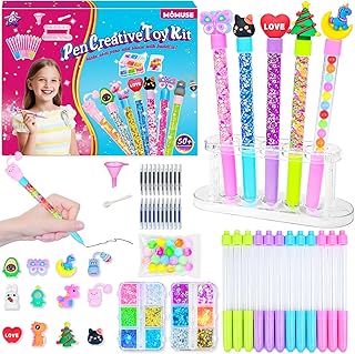 MOMUSE 50 Accessories DIY Pen Making Kit, Fun Pen Creator Studio – Making 12 Sparkly Pens with Sequins Beads, Creative Art...