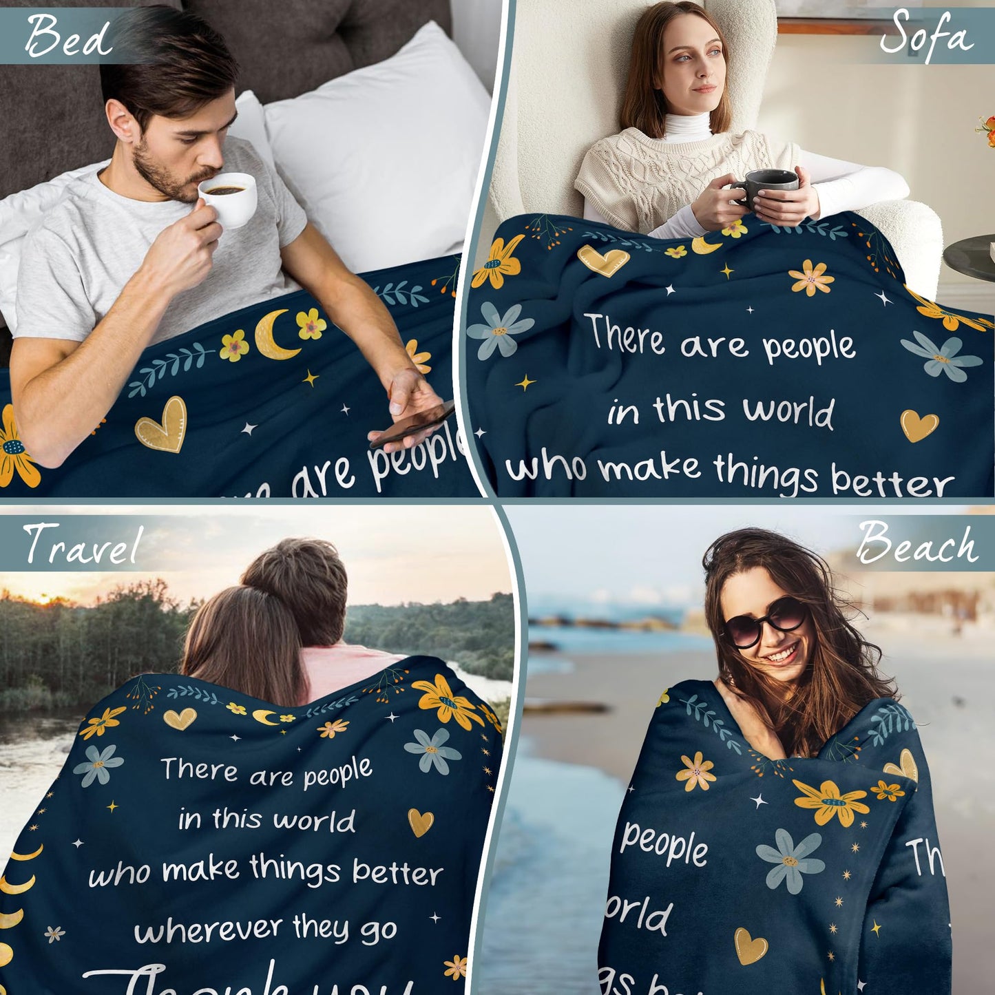 WRAPIX Thank You Gifts for Women - Soft Fleece Throw Blanket 60x80 in - Birthday Inspirational Retirement Gift for Woman Friends Coworkers Employee Nurses, Teacher Appreciation Gifts