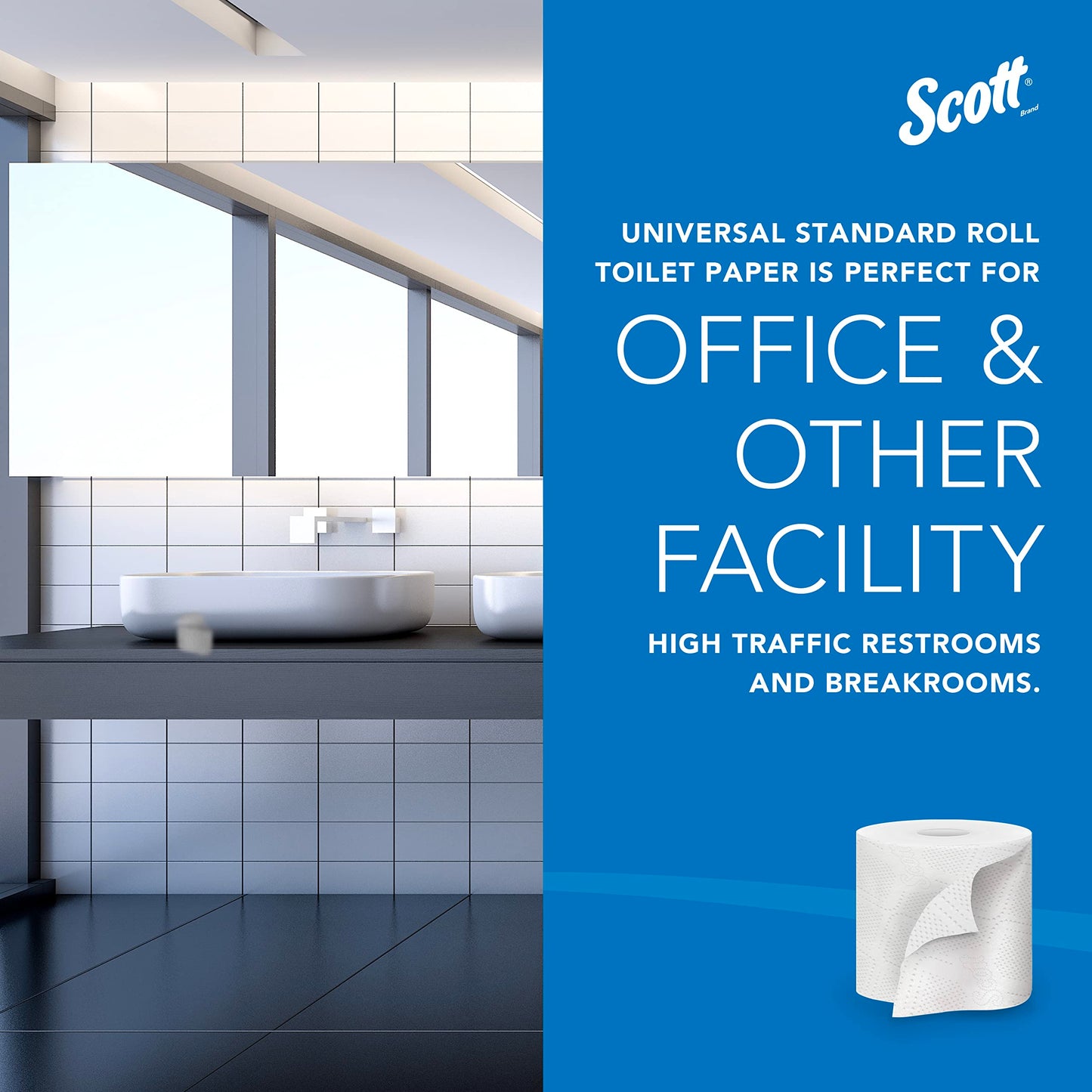Scott Professional Standard Roll Toilet Paper, Bulk (04460), 2-Ply, Elevated Design, White, Individually Wrapped (80 Rolls of 550 Sheets, 44,000 Sheet Total)